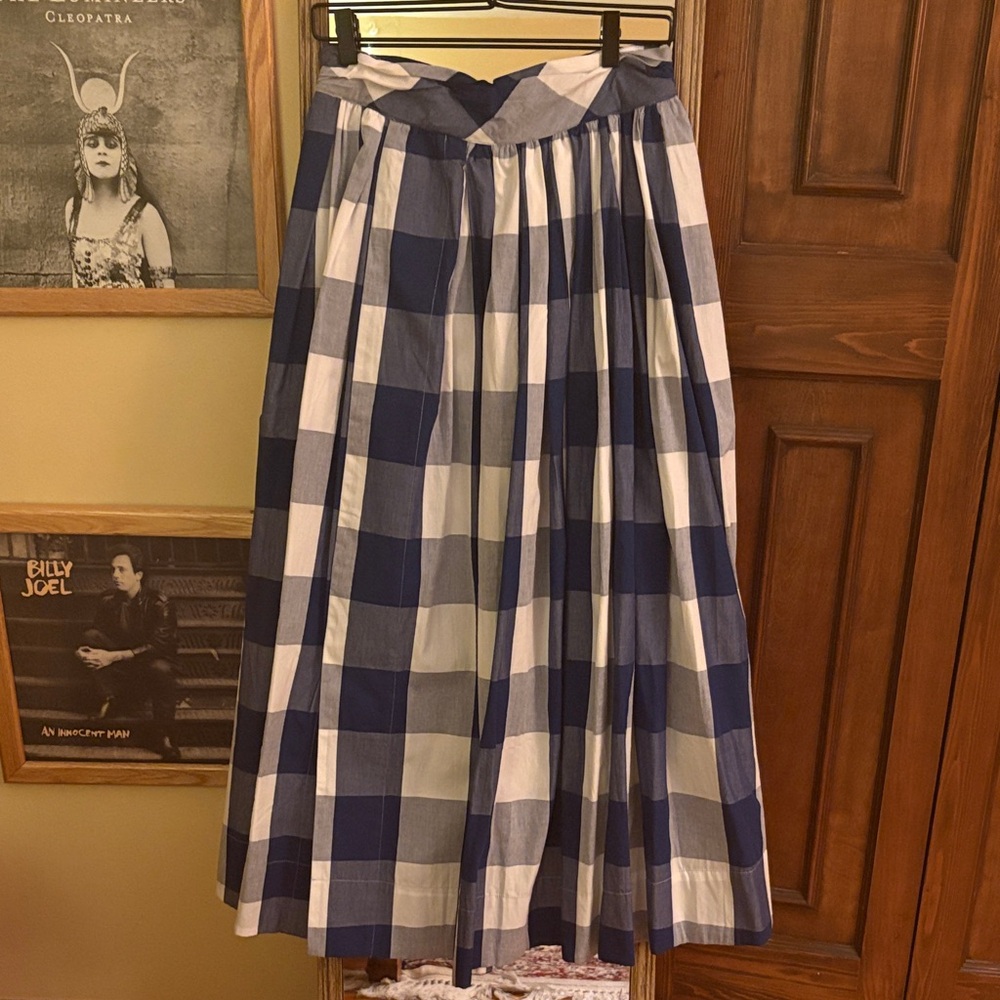 Anthropologie Sunday in Brooklyn Navy and White A-Line Skirt